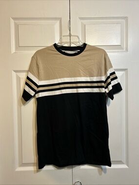 NWT Cactus Man Ricky Singh Men’s T Shirt Size M Medium Striped Black Beige White